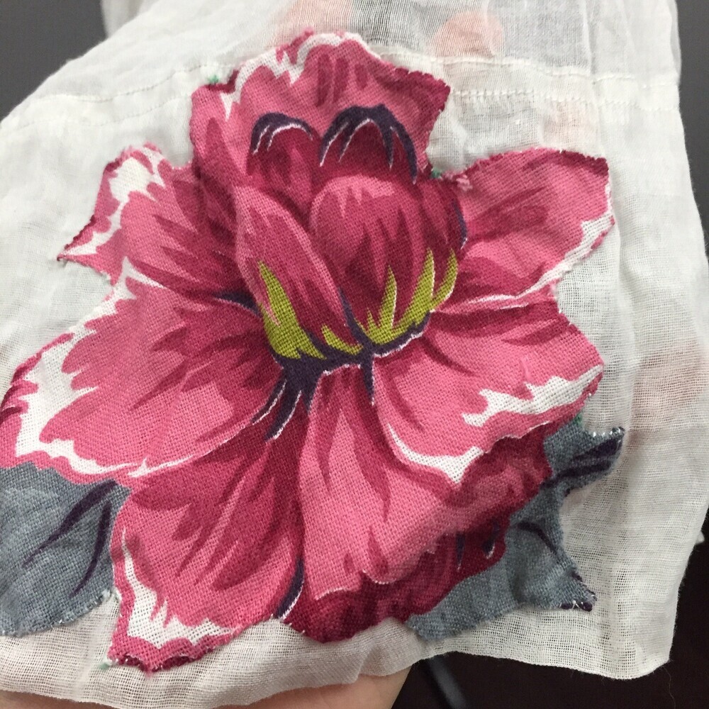 Vintage Sheer Pink Floral Handmade Apron Applique - Picture 4 of 7